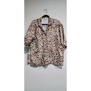Stone Fox Zenni Linen Button Up Overized Shirt Rawhide Swirl XS/S M/L